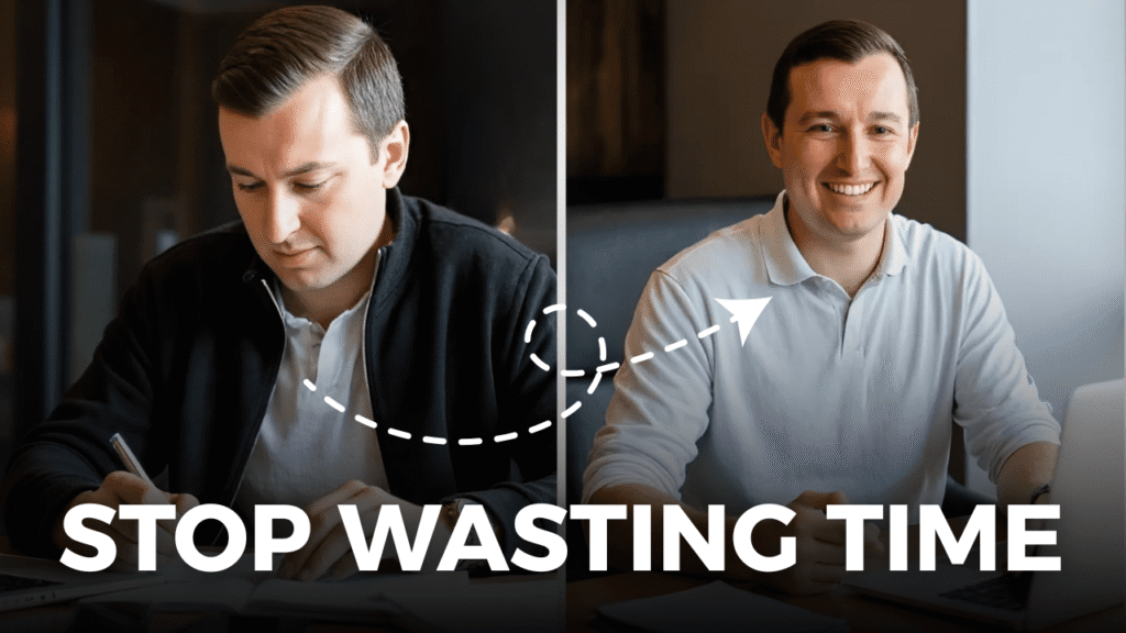 Man switching from handwritten notes to AI-powered meeting notes on laptop – stop wasting time