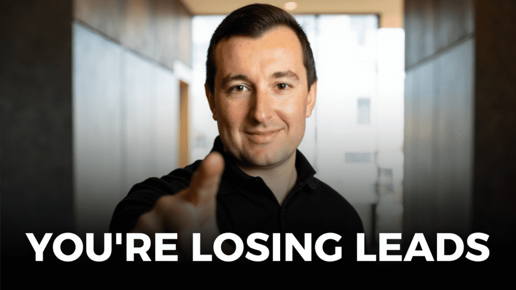 Man pointing at camera with confident smile, captioned “You’re Losing Leads”