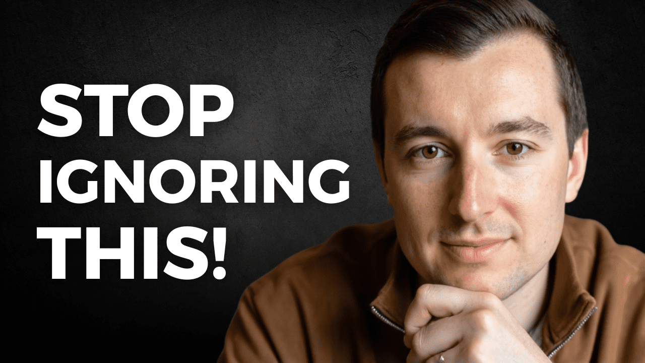 Man in brown jacket looking confidently at the camera with bold text reading “Stop Ignoring This!” on a dark background